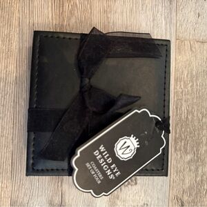 Wild Eye Designs Black Leather Coasters set of Four